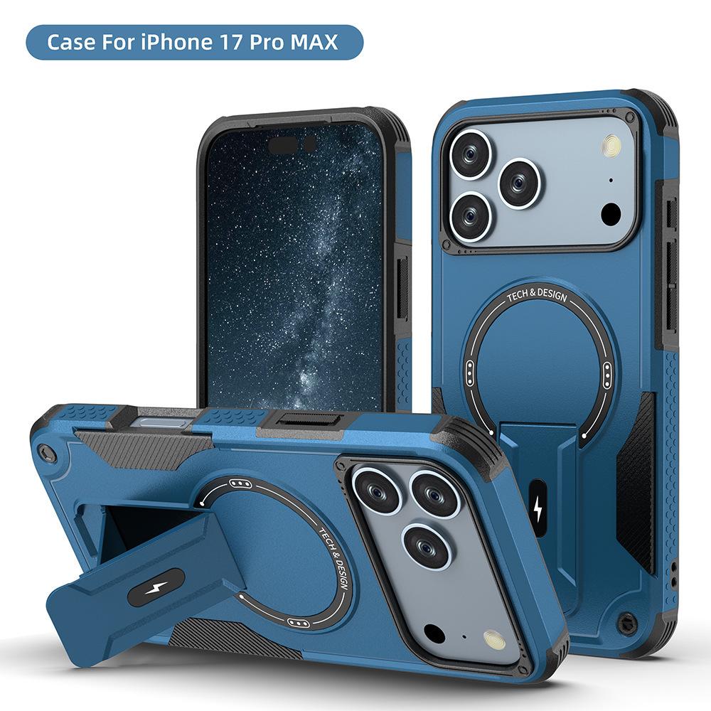 Armour Invisible Bracket Magsafe Case For iPhone 17 Pro Max Magnetic Wireless Charge Stand Holder Coque For iPhone 17 Pro Cover