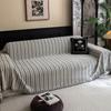 EIFLOY-Striped Chenille Sofa Towels for Living Room, Chenille Couch Cover Blanket, Universal Slipcover, One Piece, for Pets Kids