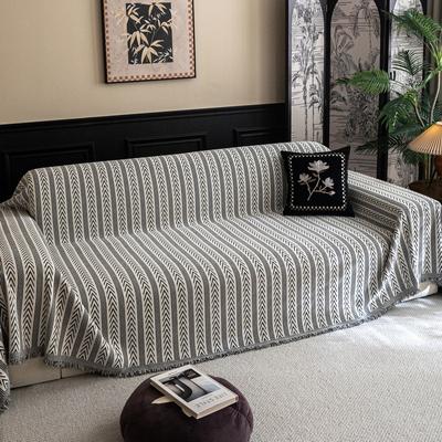 EIFLOY-Gestreifte Chenille-Sofa-Handtücher für Wohnzimmer, Chenille-Couchüberwurfdecke, Universeller Überzug, Einteilig, für Haustiere Kinder