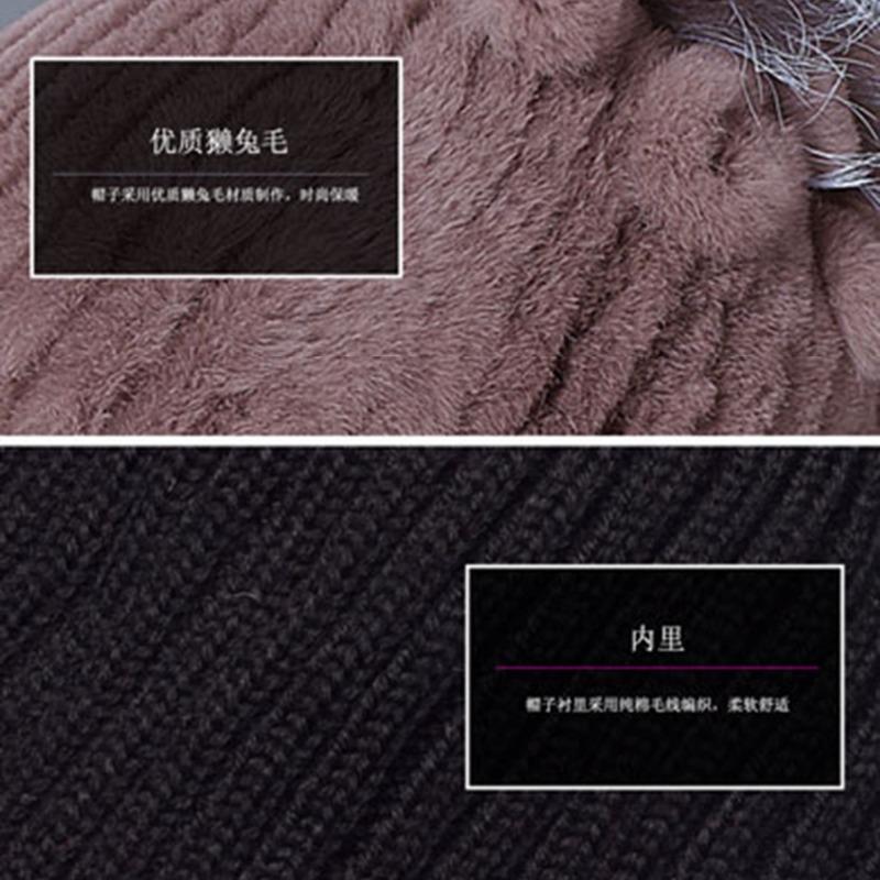 Rabbit fur hat women's winter fashion versatile warm winter ear protection Rex rabbit fur scarf two-piece set fur fur suit