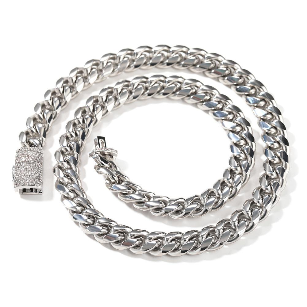 High Quality Adjustable Necklace Gold Plated 8mm 10mm 12mm Cuban Link Bracelet Stainless Steel Cuban Chain Necklaces Wholesale 7inches bracelet&8mm серебряный