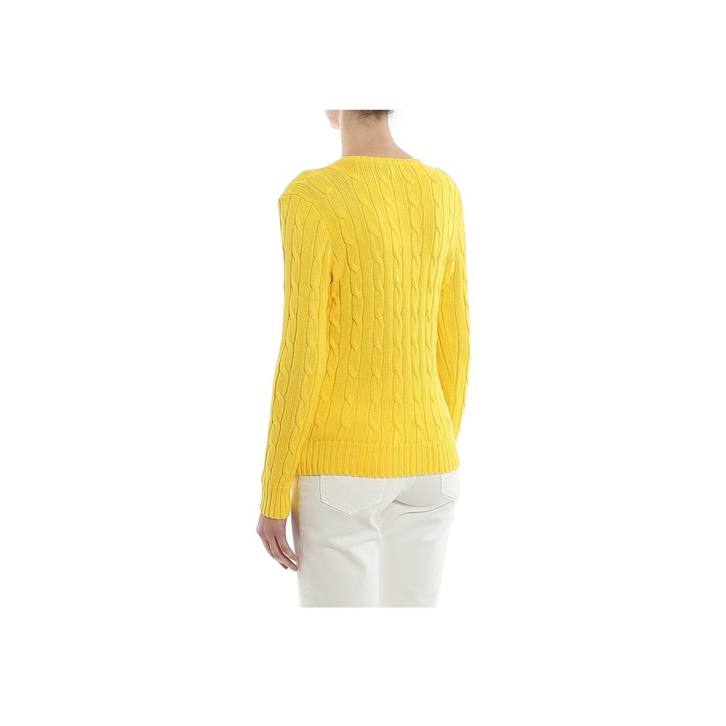 Polo Ralph Lauren Logo Embroidered V-Neck Pullover Long Sleeve Knit Sweater Women Sweater Yellow 211580008-057