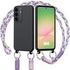 Case for Samsung Galaxy A56 5G, Black Slim Shockproof Liquid Silicone with White Purple Cord