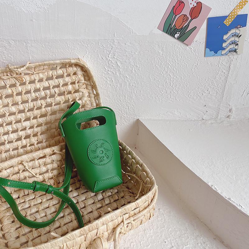 Stylish Mini Pu Bucket Bag For Kids Modern Chic Single Shoulder Crossbody Purse