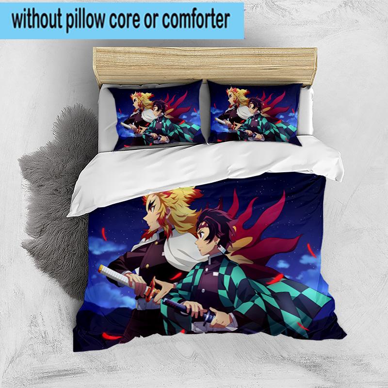 Kamado Dreams In The Night Sky 3PCS Print Bedding Set, Includes A Duvet Cover and Two Pillowcases for Bedroom, Dormitory, Suitable for All Seasons