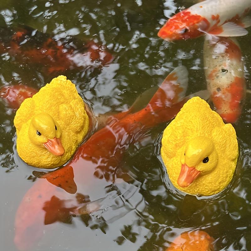2Pcs Cute Floating Duckling Sculpture Resin Pond Decoration for Fish Tank Fairy Garden