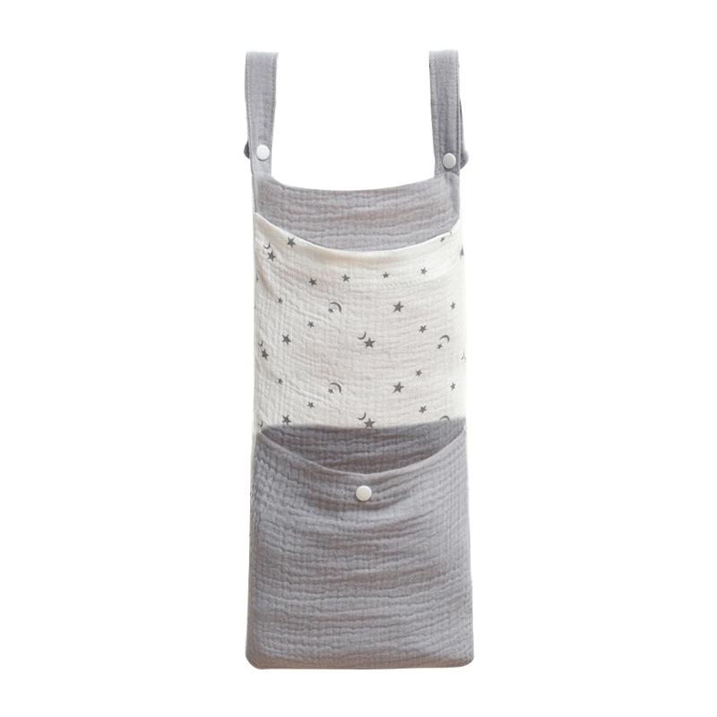 Crib Muslin Cotton Storage Bag Diaper Organiser Bedside Container Multifunctional Strollers Hanging Bag Storage Case