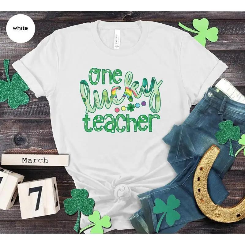 Teacher St Patricks Day T Shirt s for Paddy Crewneck SweaT One Lucky Cute Shamrock