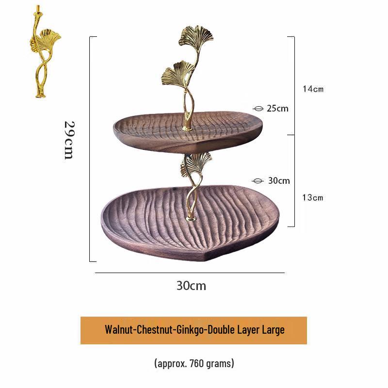 Walnut Wood Multi-Layer Dessert Plate