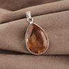 Champagne Quartz Gemstone Silver Women Pendant 1.8" , 925 Sterling Silver Jewelry, Orange Color Stone Pendant For Love PP-65-12