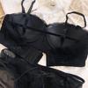 Sexy Lace Flowers Embroidery Underwear Set for Women Comfort Thicken Cup Push Up Bra Detachable Strap Top Bralette Lingerie Sets