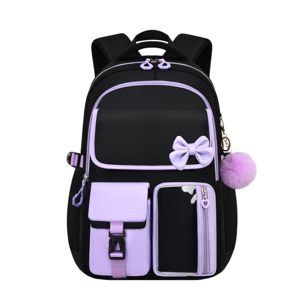 Large Capacity Bow Three-Piece Schoolbag Female Junior High School Student High School Student College Student Lightweight Shoulders