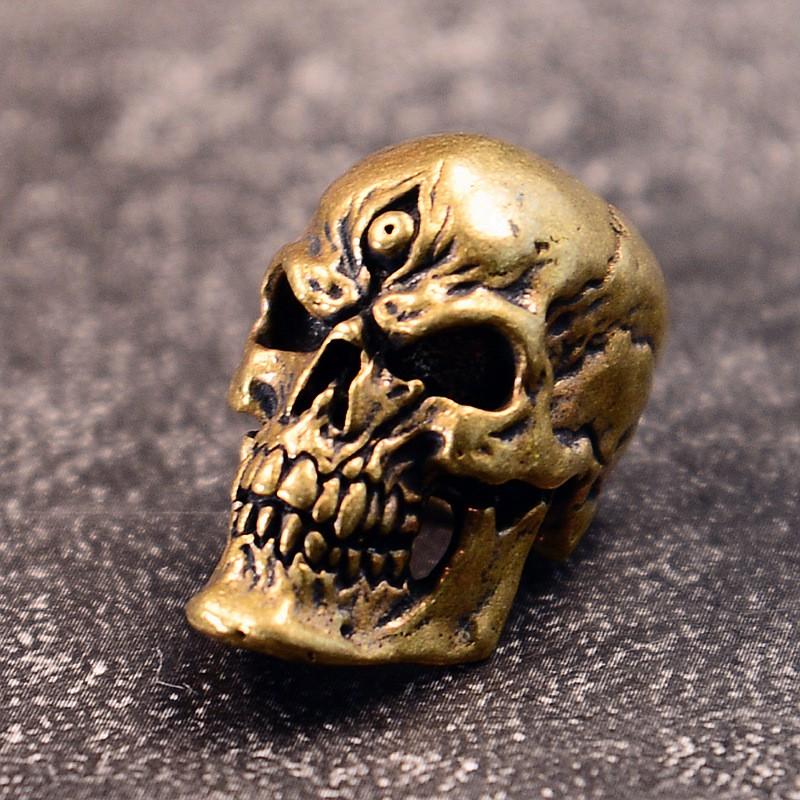 Brass Three-Eye Skull Pendant Charm Paracord Necklace Bag Accessory DIY Craft Supplies Brass
