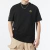 Puma Gold bedrucktes lockeres Rundhals-Sport-T-Shirt mit kurzen Ärmeln, atmungsaktiv, American Vintage, überschnittene Schultern, Unisex-T-Shirt, Schwarz 536406-01