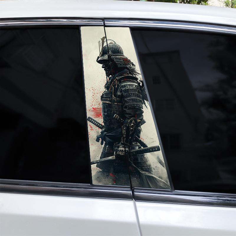 2pcs Samurai Warrior Car Sticker Car B Pilllar Waterproof Sticker DIY Car Door Pillar Decal Cover Scratch Sticker 2pcs