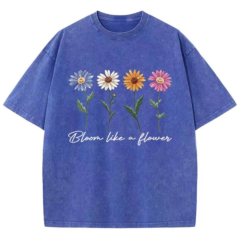 Printed Washed T-shirt Men's Cotton T-shirt Comfortable Round Neck T-shirt Men's Summer Outfit