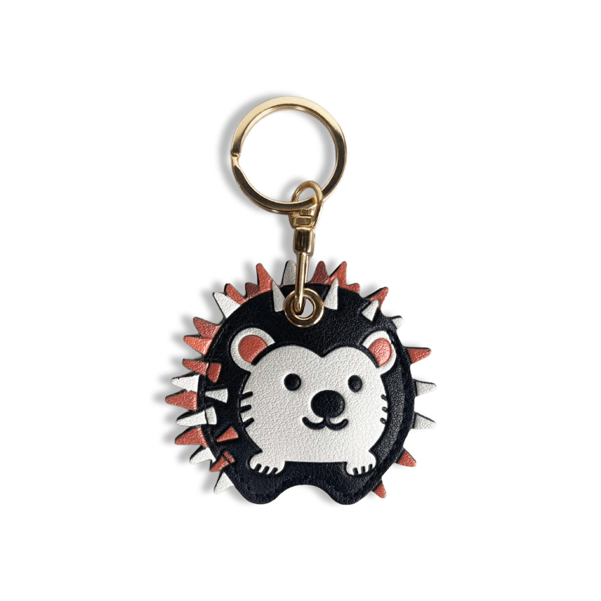 Cartoon Puppy & Hedgehog Leather Keychain: AirTag & Access Card Protective Case