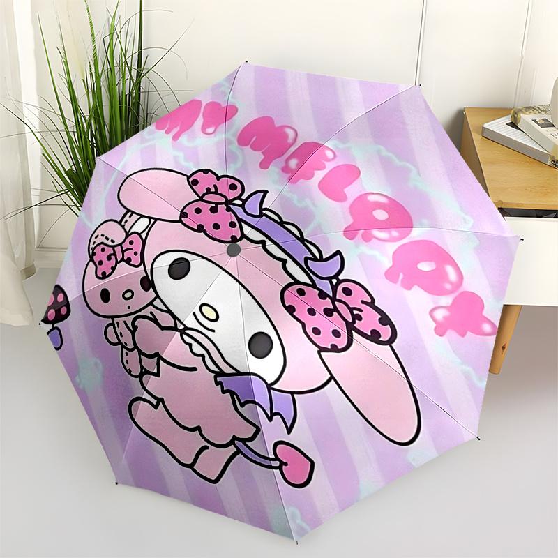 

1pc My Melody Automatic Opening/Closing Umbrella with Portable Tri-Fold Design, 8-Bone Iron Frame, Outdoor, Perfect Gift for Fans, Travelers, Daily Us