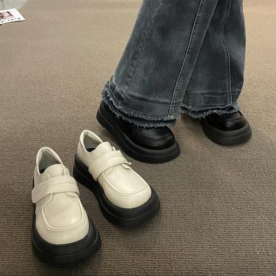 Retro platformowe buty muffin małe skórzane buty damskie wiosna i lato nowe buty na jeden pedał buty damskie