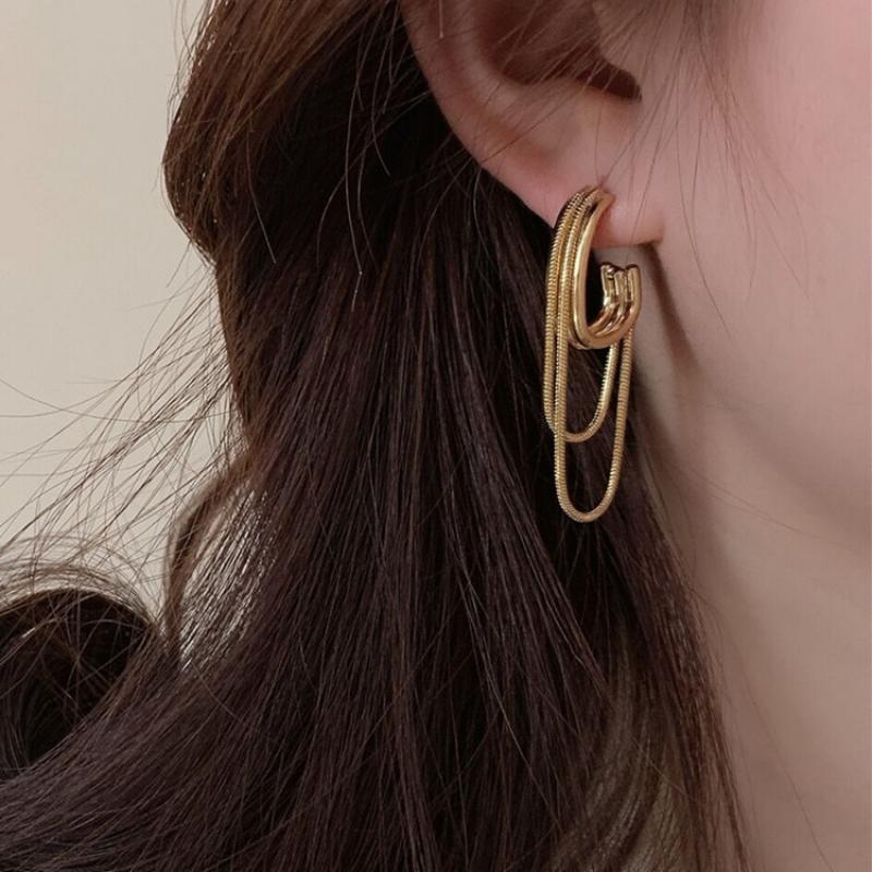 Temperament Metal Tassel Geometric Earrings 2024 New Design Jewelry Wedding Party Luxury Accessories for Women Gift