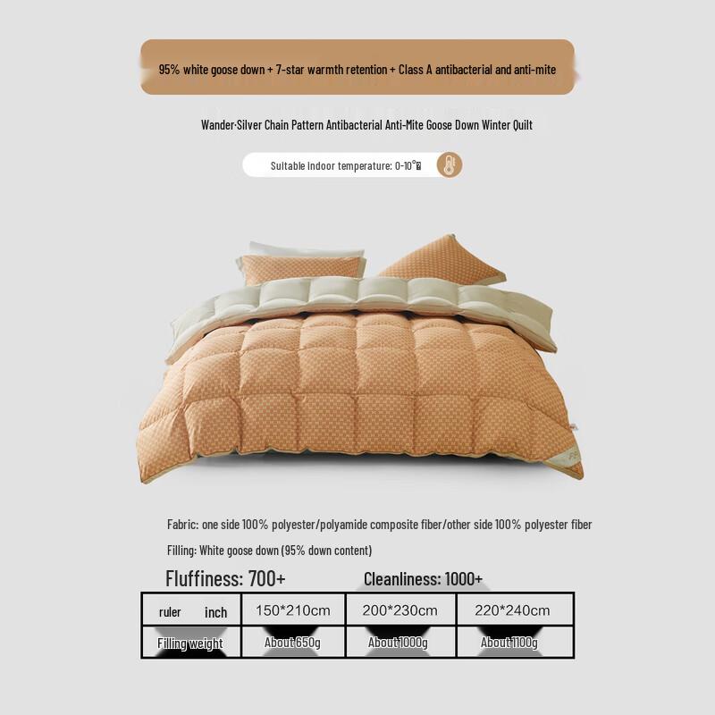 Mercury Home Textiles Winter Warm 95% White Goose Down Duvet - 200x230cm