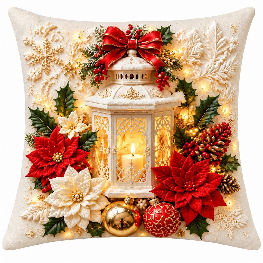 Christmas Bell Wreath Print Throw Cover for Sofa, Couch and Holiday Bedroom Decor