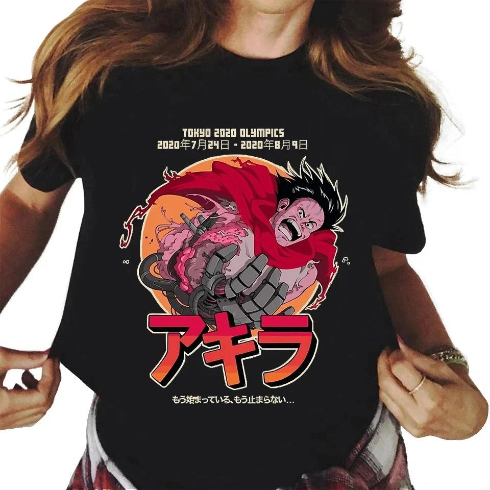 New Fashion Akira Anime Printed Cotton Women's Y2k T-shirt Casual Manga K Otomo Tokyo Short Sleeve Round Neck Plus Size T-shirt