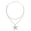 Minimalist Star Double Silver Starfish Beaded Necklace Long Sweet And Cool Spice Girl Style Accessories Women