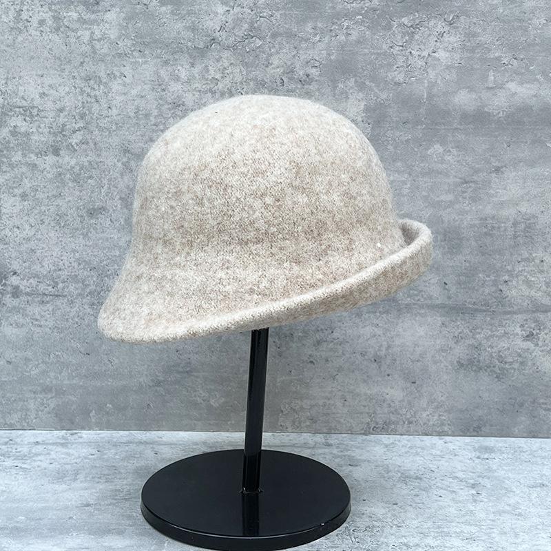 Elegant And Comfortable Warm Wool Bucket Hat Women'S Autumn And Winter Modified Face Curling Top Hat Versatile Age Reducing Korean Version Hat