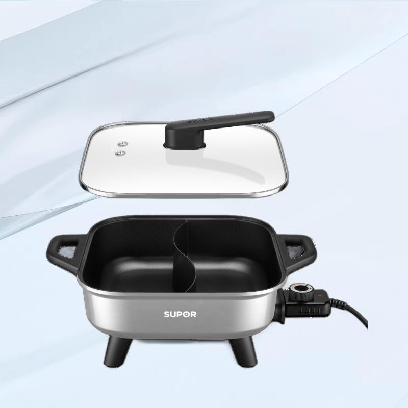 

Supor Electric Dual-Flavor Hot Pot, 1800W, Serves 6-8, Multi-Cooking Functions: Boil, Stir-fry, Stew, and Shabu-Shabu. Double-Flavor Pot