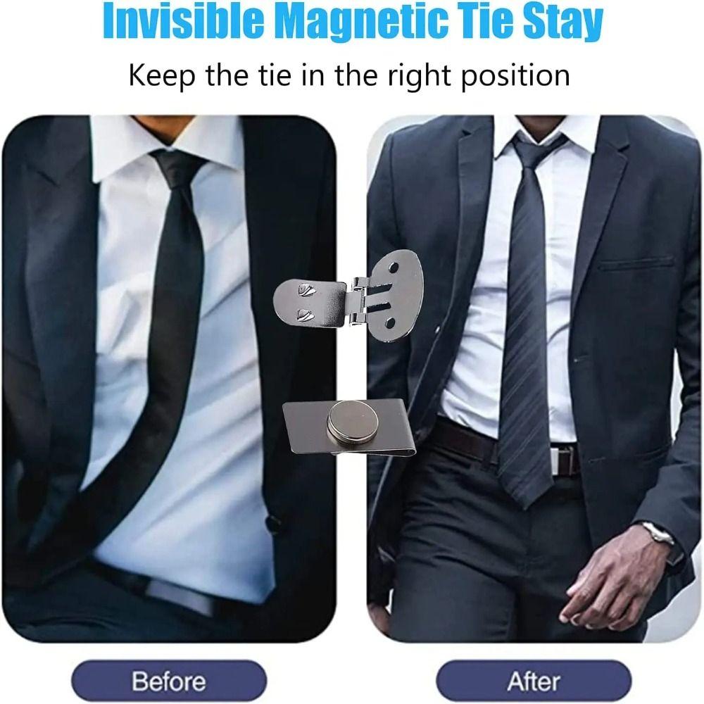 Magnetic Tie Stay Clips Anti-wrinkle Automatic Fixing Buckle Unisex Tie Holder Clips Men