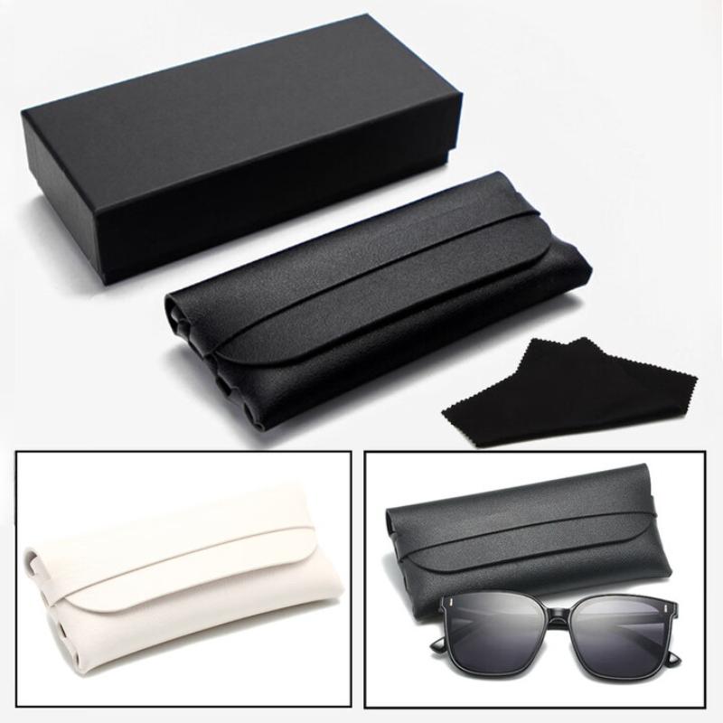 Klassisches Schwarz - Gerahmte Sonnenbrille Brillenetui Dreiteiliges Set Sonnenbrillenetui Softpack Sonnenbrillenbox-Set Tragbar