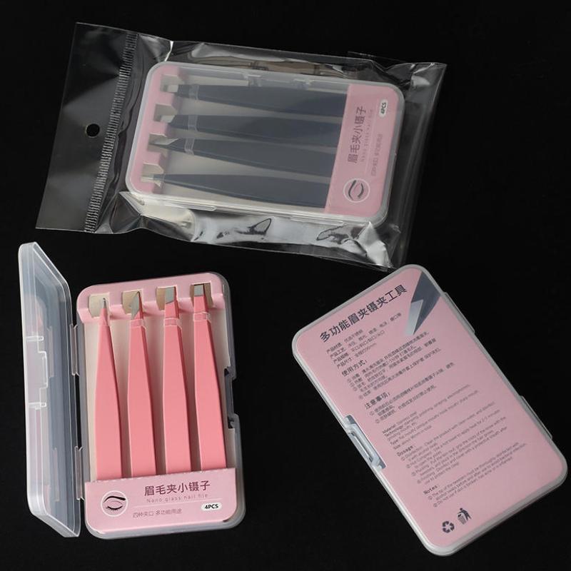 Eyebrow Tweezers Set 4 Pcs/Set Stainless Steel Precision Eyebrow Tweezers Professional Makeup Tools For Women & Girls Gift