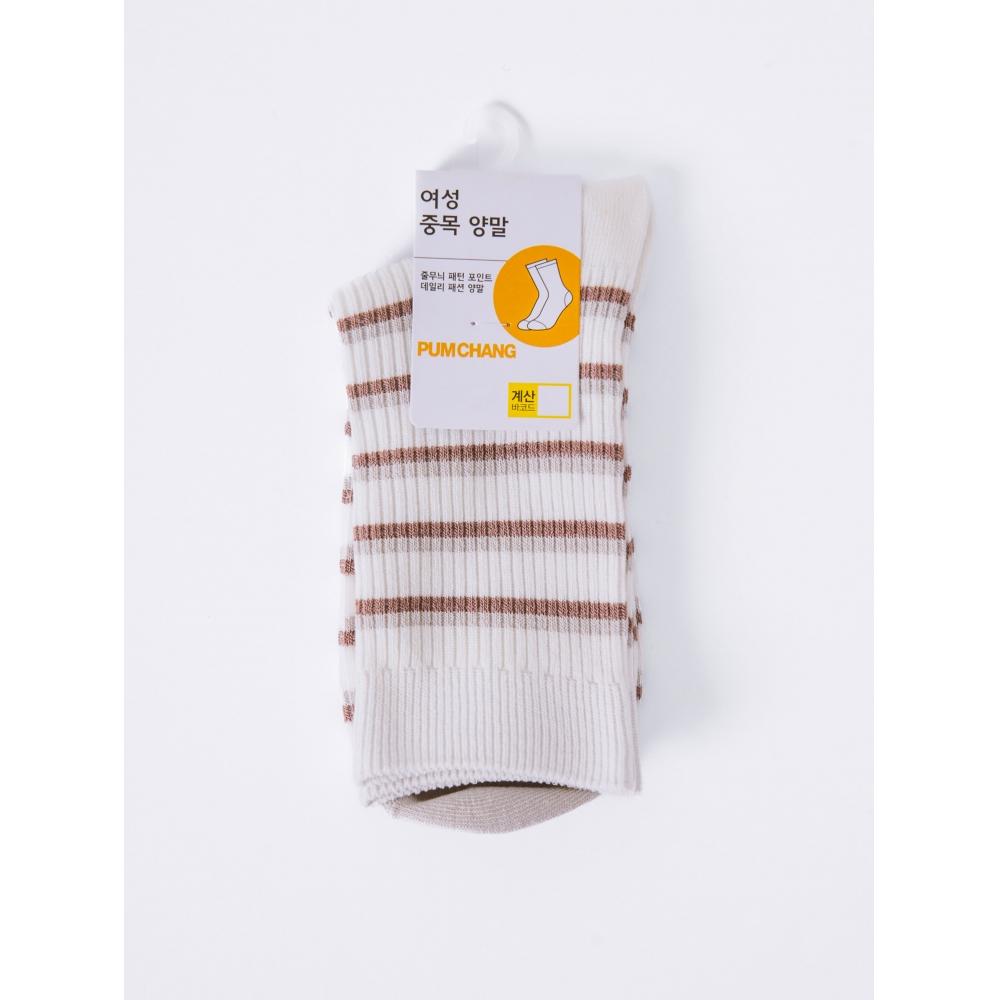DaiSo Women S Line Mid Thigh SockS Ivory