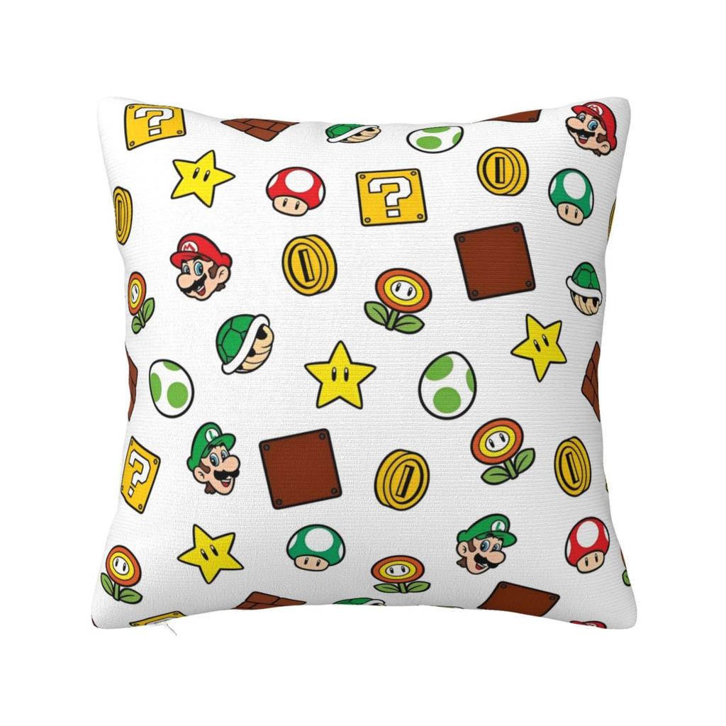 Marios Game Cartoon Pillow Case Cushion Cover Creative Polyester Decor Pillowcase for Seat 18"