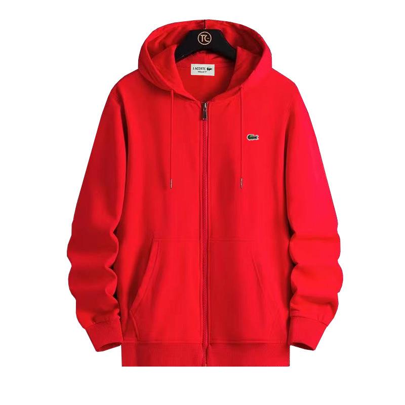 Herren Einfarbig Französische Fischmarke Bestickter Reißverschluss-Sweatshirt für Frühling/Herbst