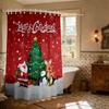 1pc Christmas Tree Cartoon Santa Claus Print Waterproof Shower Curtain Privacy Hanging Curtain with 12 Hooks Multi Size