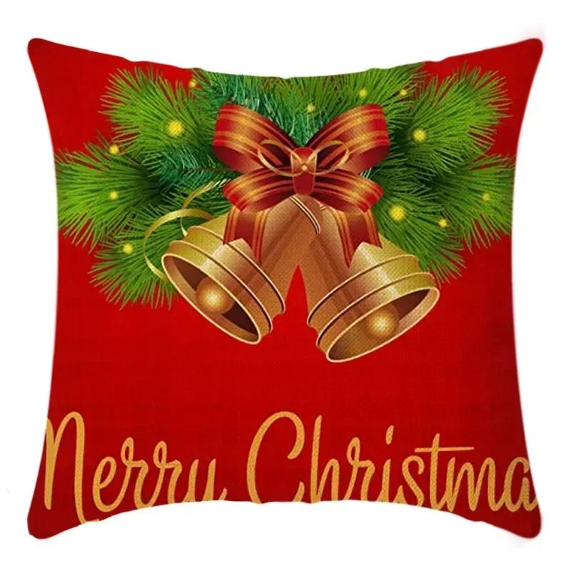40/45cm Christmas  Cotton Linen Decorative Navidad Elk Snowman Santa Tree Cushion Cover Sofa Pillow Case