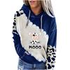 Women's Cute Cow Print Sweatshirt Long Sleeve Hooded Casual Tops Shirts