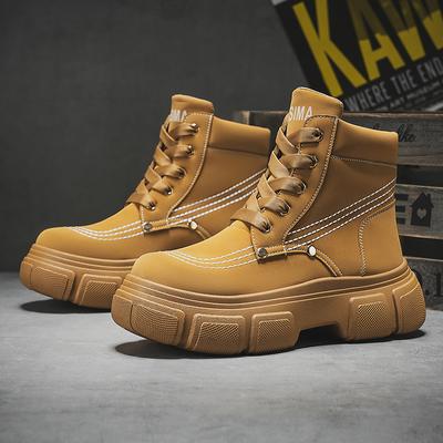 Modă Vânzare Fierbinte Toamnă Cizme cu Platformă pentru Bărbați Cizme Fashion Galbene de Lucru pentru Bărbați Confortabile cu Talpă Groasă Cizme din Piele pentru Bărbați Pantofi de Gleznă