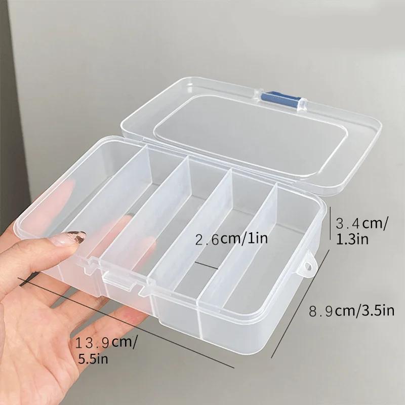 1/2PCS Compact 5-Compartment Storage Case - Clear, Dustproof Jewelry and Small Item Organizer for Travel and Daily Use