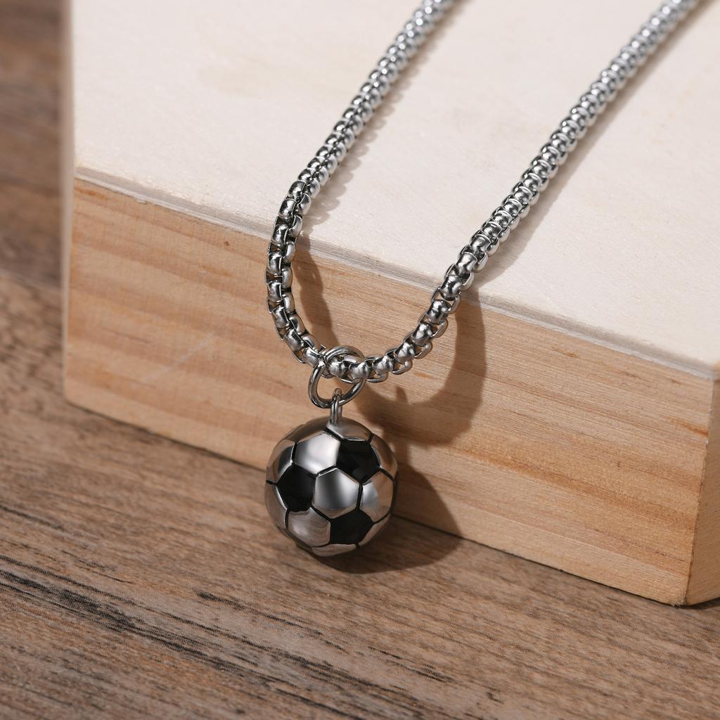 3D Football Necklaces For Men, Solid Stainless Steel Casual Scoocer Pendants, Sports Lover Boys Birthday Gifts Jewelry