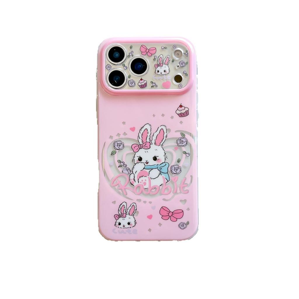 Dynamic IMD Hollow Heart Bunny Phone Case for iPhone 17 Pro/15 Pro Max/16 PM