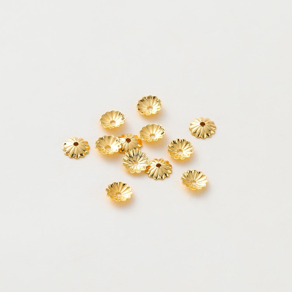 100 Stück 5/6 mm 14K/18K Vergoldetes Messing Wellenblumen Perlenkappen Endkappen für DIY Perlenarmband Schmuckherstellung Zubehör