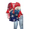 Summer Tops For Women Cute V Neck 3/4 Sleeve Blouses Print Top Casual Shirts