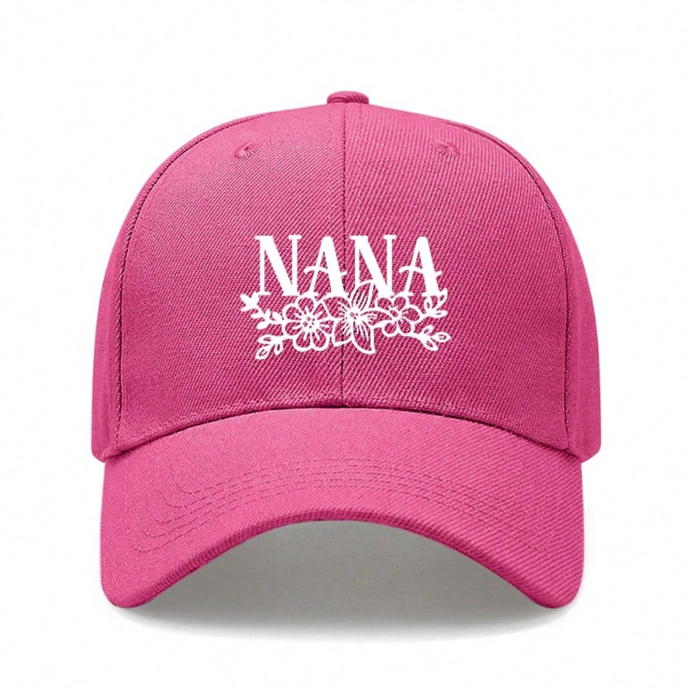 Black Baseball Cap - Letter "NANA" Print Polyester Adjustable Breathable Curved Brim Sun Protection Casual Outdoor Sports For Grandma Gift
