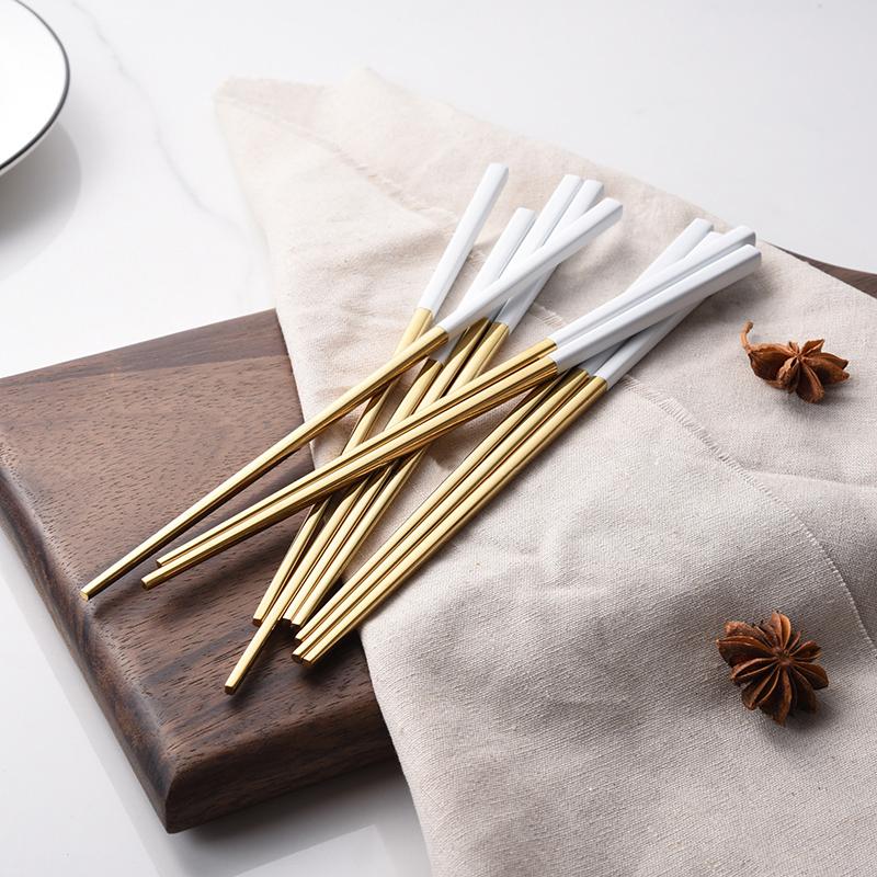 5pairs Wedding Party Chopsticks Durable Non-Slip Korean Chopstick Black Golden Chinese Chop Stick Sushi Dinnerware Japan Cutlery