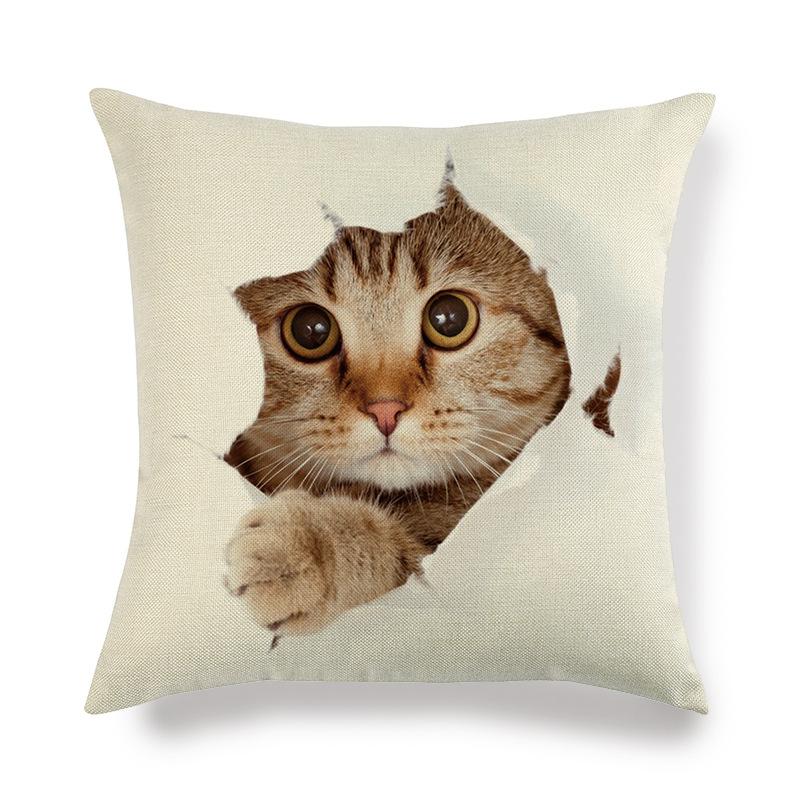 Cartoon Cat Pattern Series Super Soft Cotton and Linen Material Pillow Cover for Home Sofa Decoration Pillow Cover
