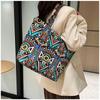 2025 Neue Mode Chinesischer Ethno-Stil Damen Schultertasche Hochwertige Canvas Tragetasche Damen Große Kapazität Einfach Bedruckt Vielseitige Clutch Handtaschen