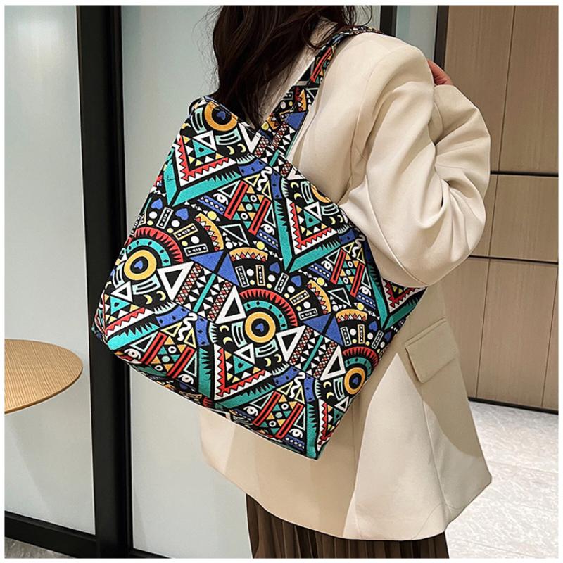 2025 Nouă Modă Stil Etnic Chinezesc Geantă de Umăr pentru Femei Geantă Tote din Pânză de Înaltă Calitate Doamnelor Capacitate Mare Simplă Imprimată Versatilă Clutch Genți de Mână